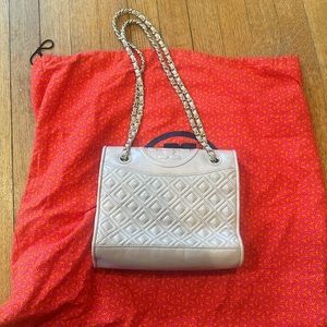 Tory Burch light pink gold chain bag